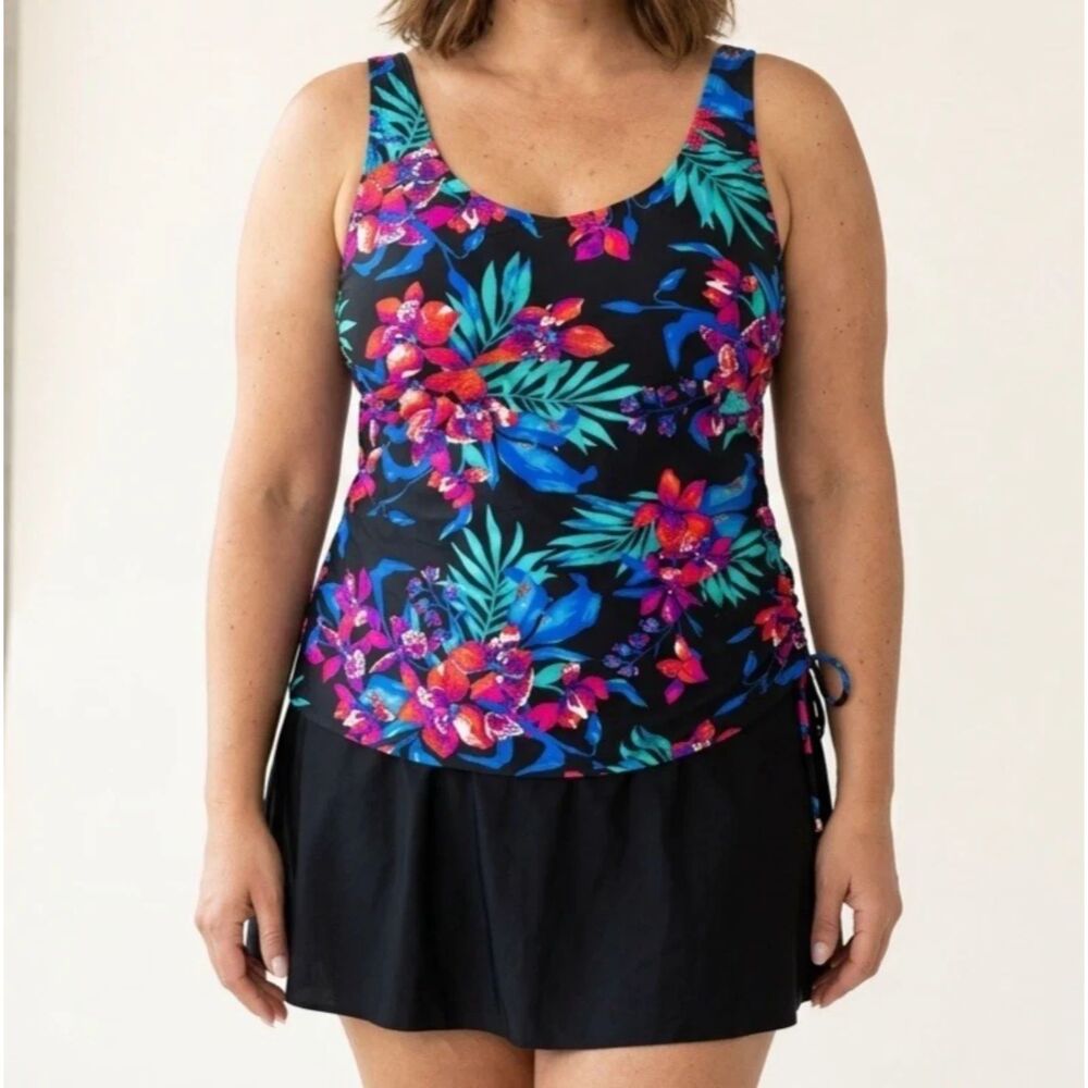 Shore Shapes Swimwear Womens 14 Swim Skirted Tummy Control Slimming Tropical New